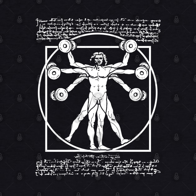 VITRUVIAN MAN BODYBUILDER, LEONARDO DA VINCI PARODY, by Tshirt Samurai